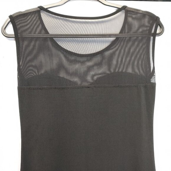 Get Laud Maxi Dress M Bodycon Black Sheer Mesh Top Sweetheart Stretch Sleeveless - Picture 6 of 12